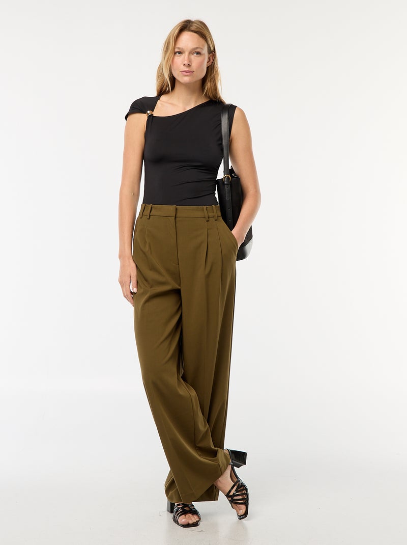 Tee-shirt twisté avec détail bijou Noir - Kiabi