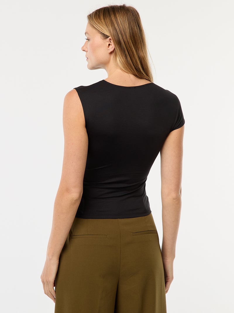 Tee-shirt twisté avec détail bijou Noir - Kiabi