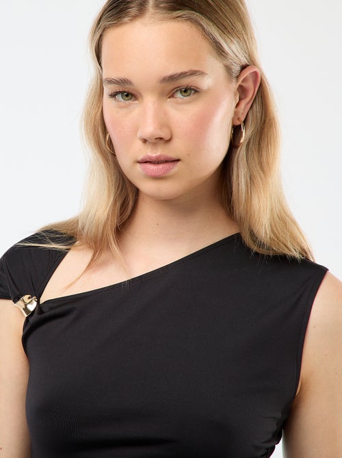 Tee-shirt twisté avec détail bijou - Kiabi