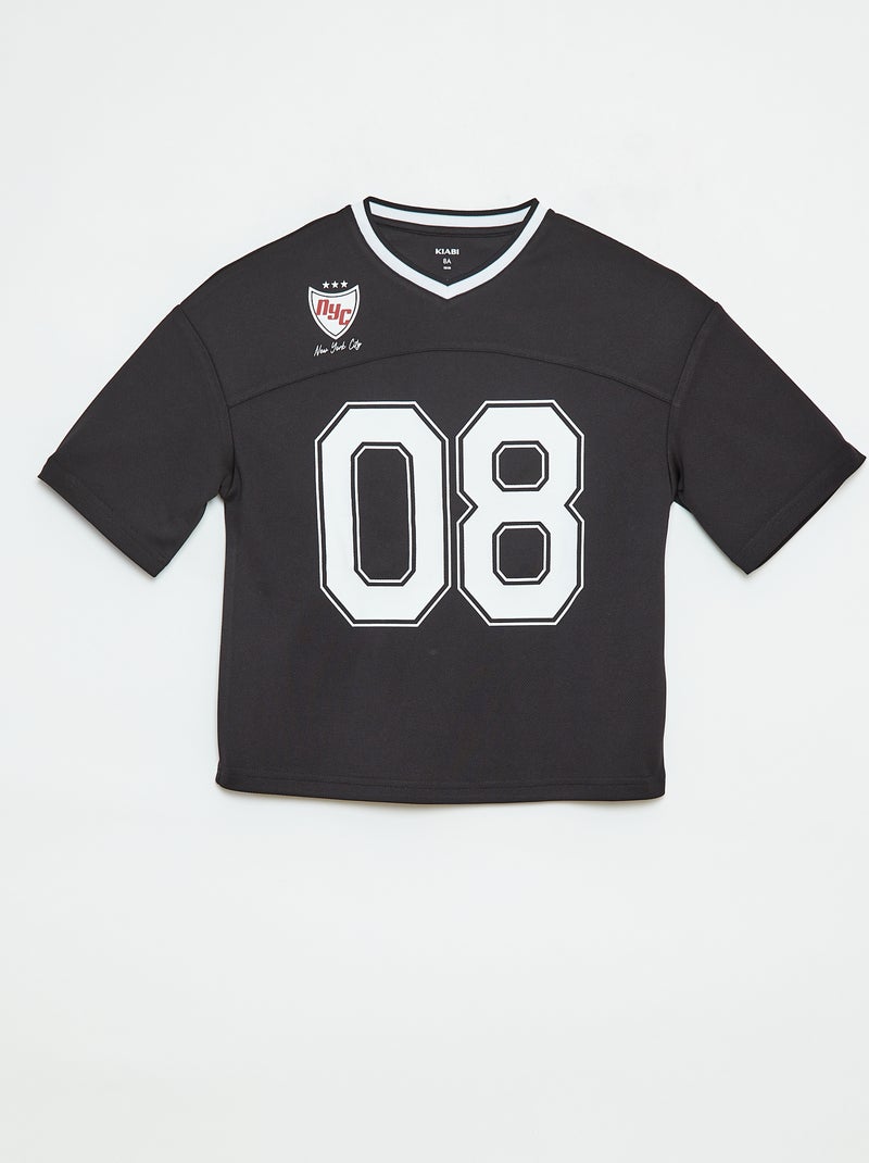 Tee-shirt type sport américain Noir - Kiabi