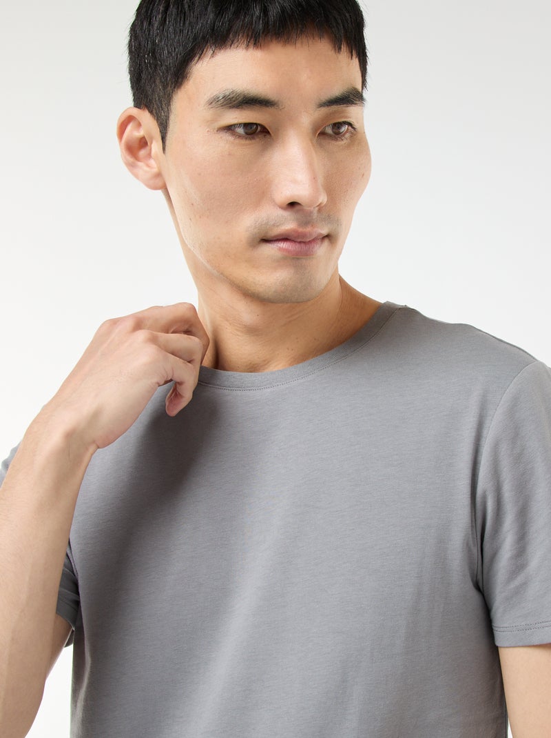 Tee-shirt uni - Slim fit Gris - Kiabi