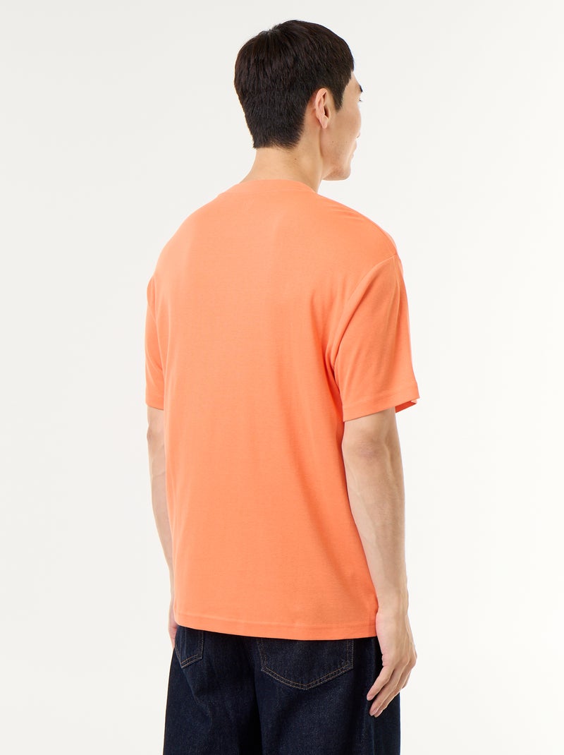 Tee-shirt uni à manches courtes et col rond Orange - Kiabi
