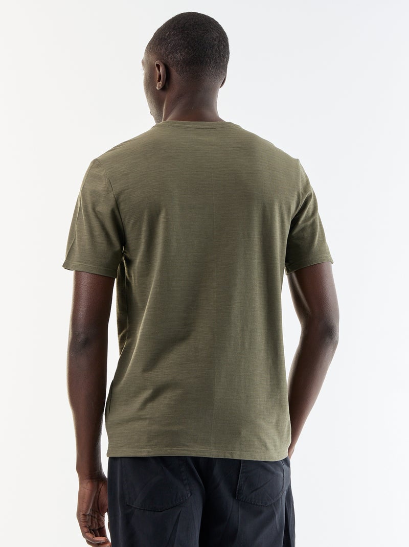 Tee-shirt uni à manches courtes Kaki - Kiabi