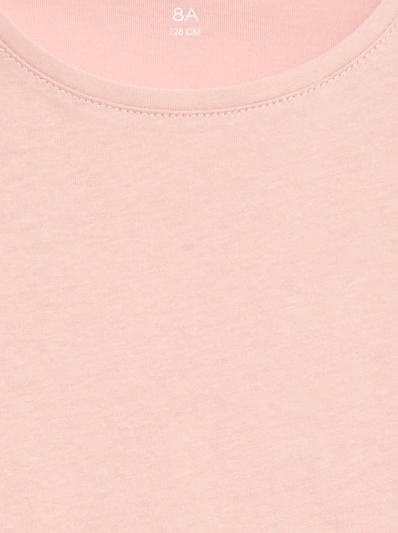 Tee-shirt uni à manches longues Rose - Kiabi