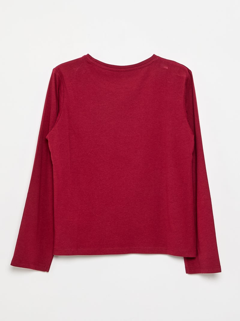Tee-shirt uni à manches longues Rouge - Kiabi