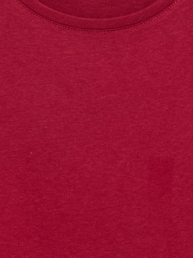 Tee-shirt uni à manches longues Rouge - Kiabi