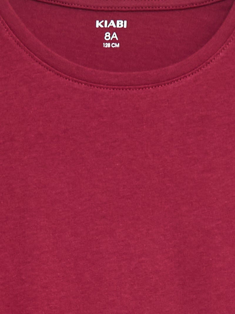 Tee-shirt uni à manches longues Rouge - Kiabi