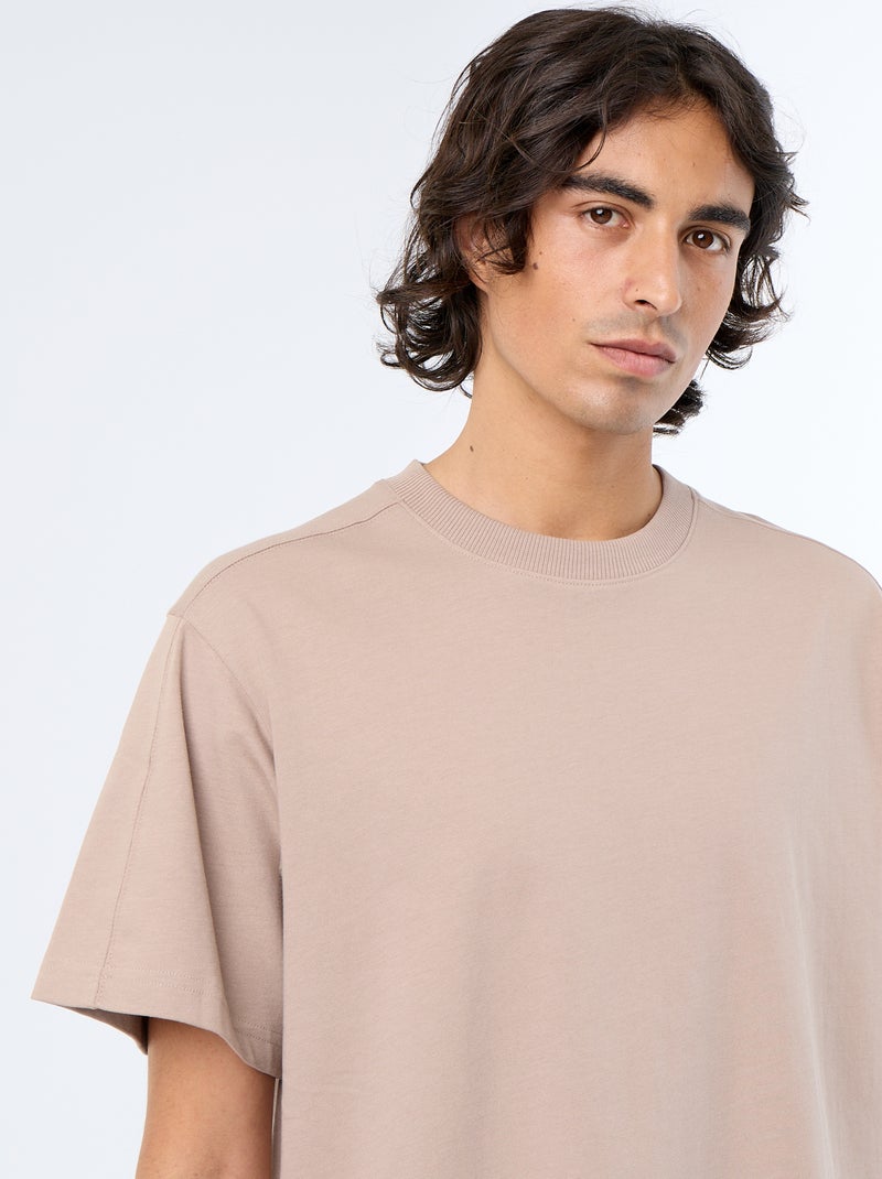 Tee-shirt uni coupe confort fit / oversize à manches courtes Beige - Kiabi