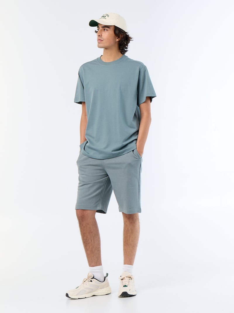 Tee-shirt uni coupe confort fit / oversize à manches courtes Bleu - Kiabi