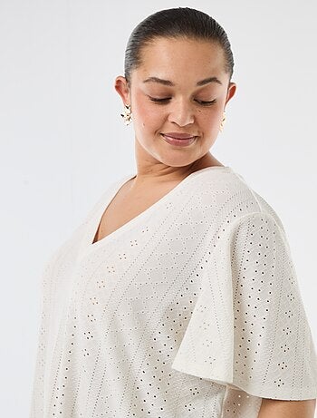 Tee-shirt uni en maille ajourée