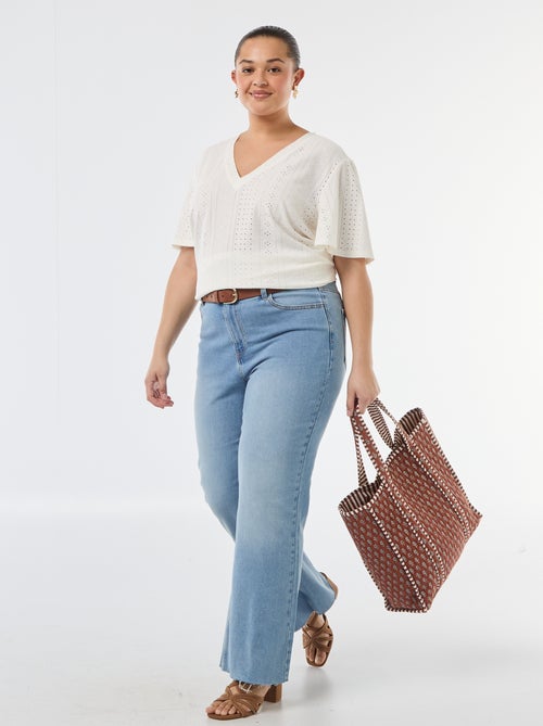Tee-shirt uni en maille ajourée - Kiabi