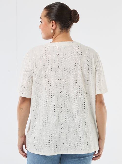 Tee-shirt uni en maille ajourée - Kiabi