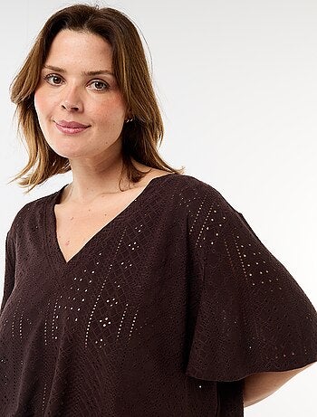 Tee-shirt uni en maille ajourée