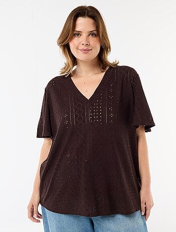 Tee-shirt uni en maille ajourée