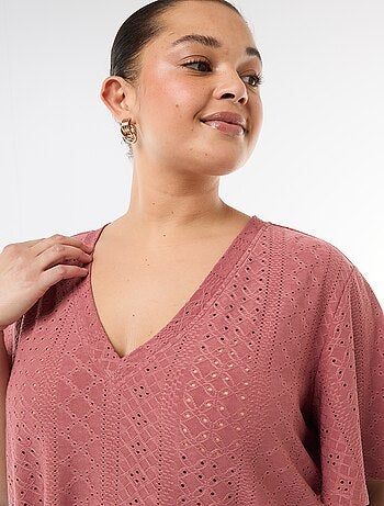 Tee-shirt uni en maille ajourée