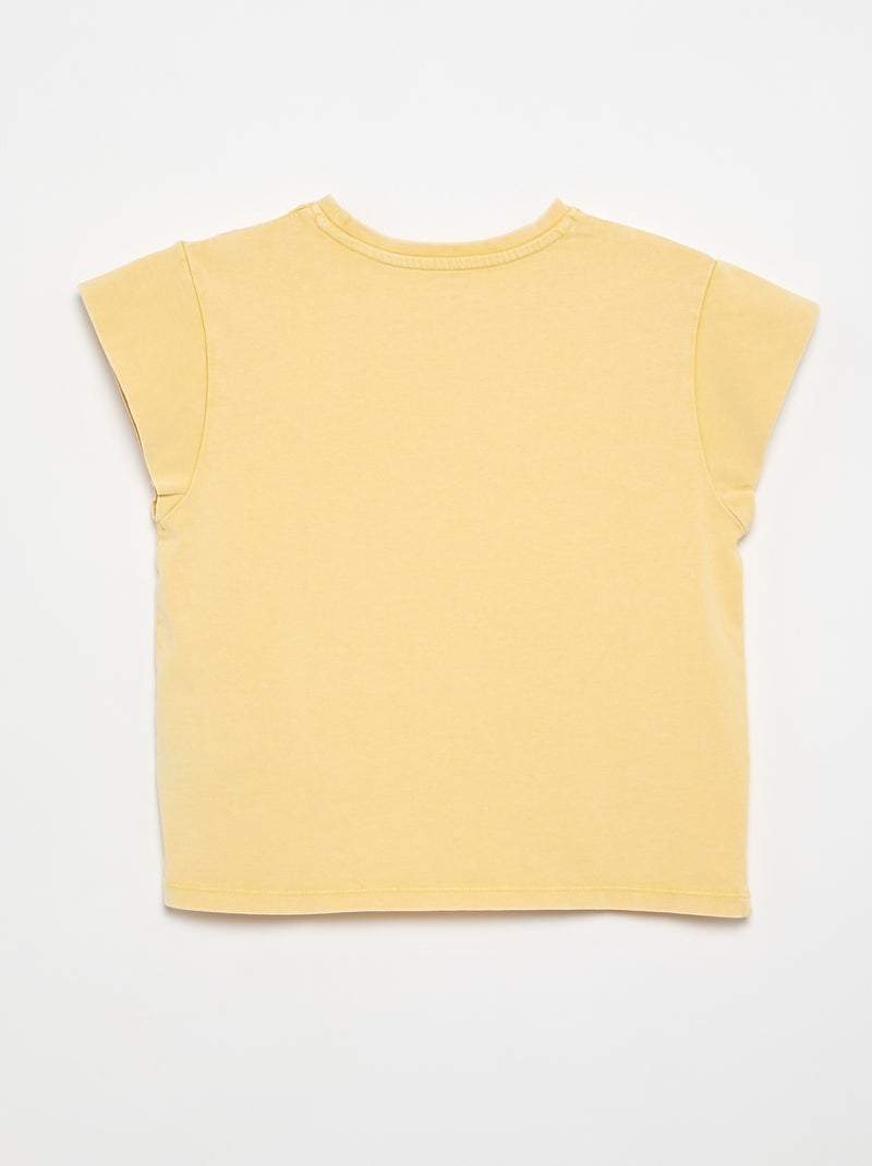 Tee-shirt uni manches extra-courtes Jaune - Kiabi
