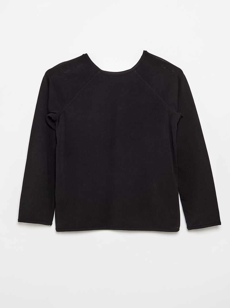 Tee-shirt uni manches raglantes Noir - Kiabi