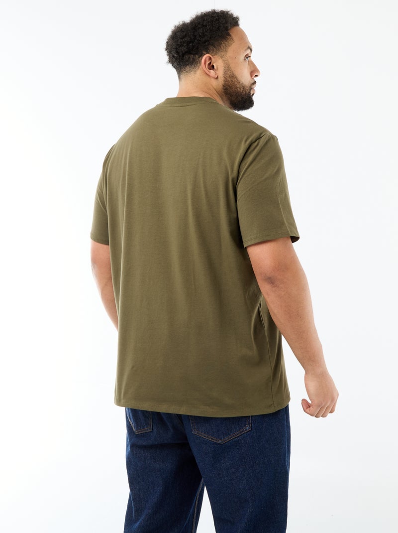 Tee-shirt uni regular fit Kaki - Kiabi