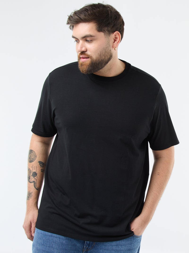 Tee-shirt uni regular fit Noir - Kiabi