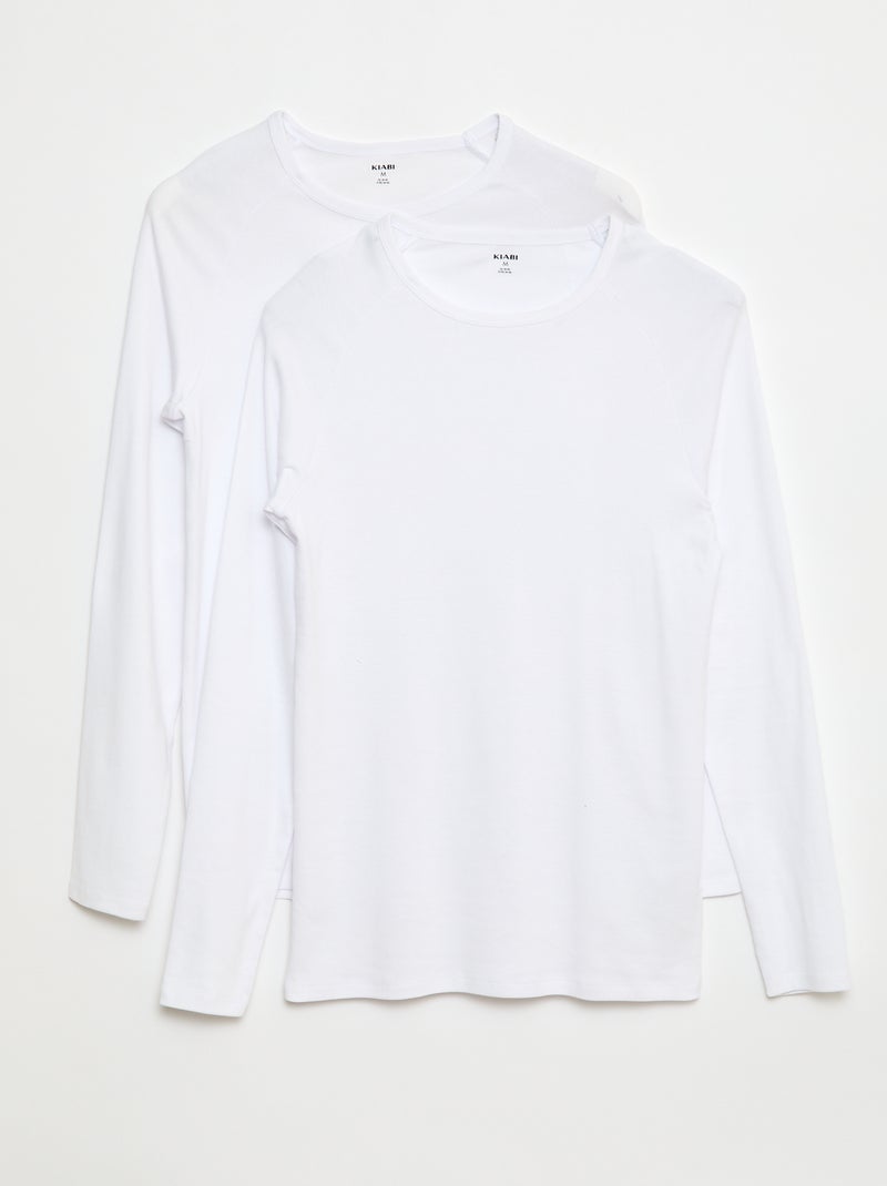 Tee-shirts basiques unis à manches longues Blanc - Kiabi
