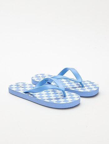 Teenslippers met dambordprint