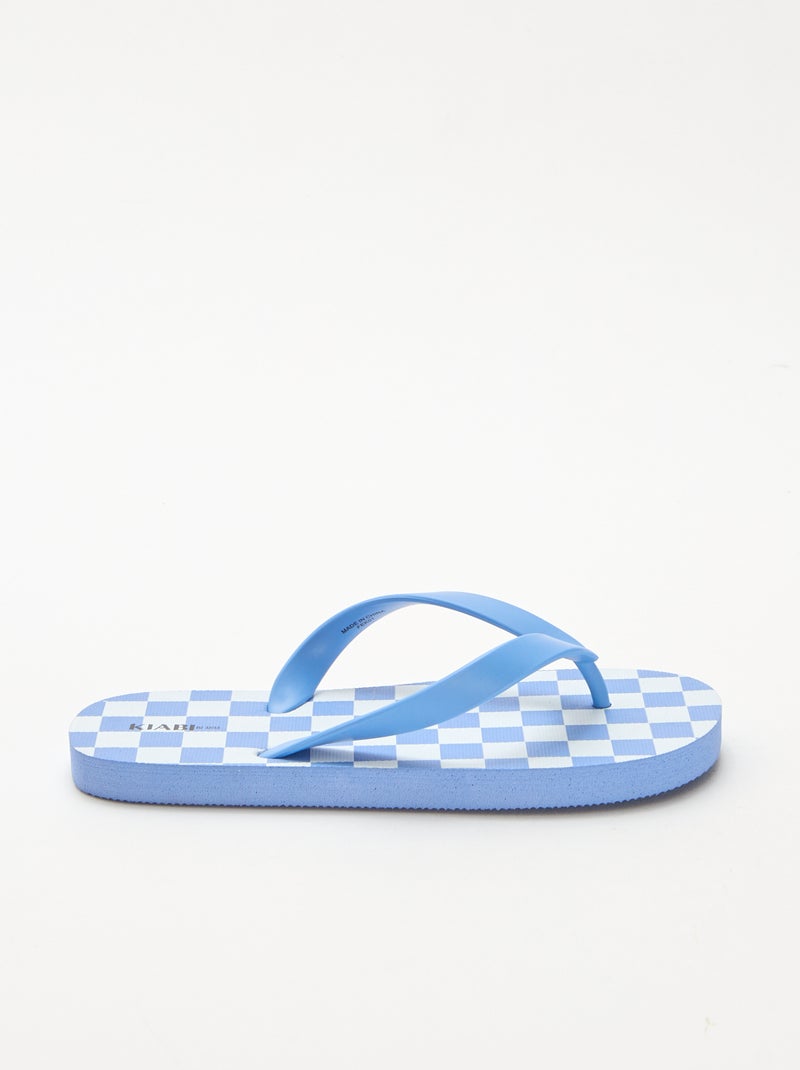 Teenslippers met dambordprint Blauw - Kiabi
