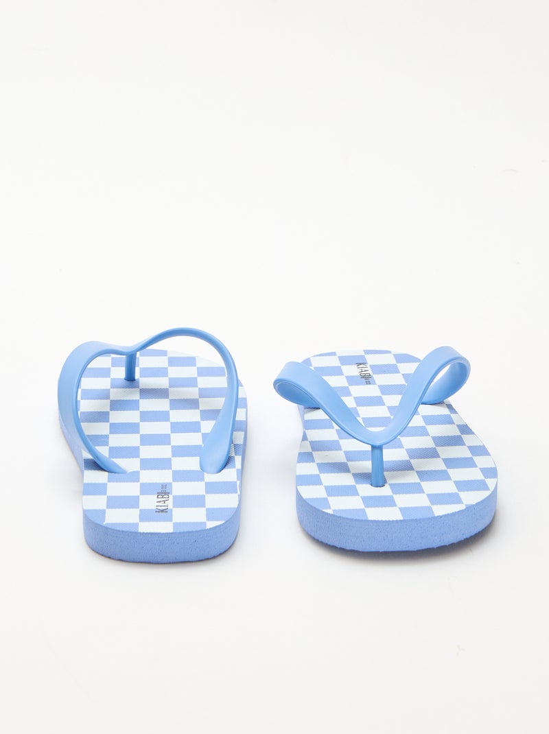 Teenslippers met dambordprint Blauw - Kiabi