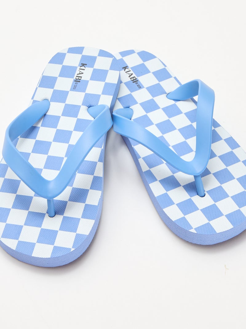 Teenslippers met dambordprint Blauw - Kiabi