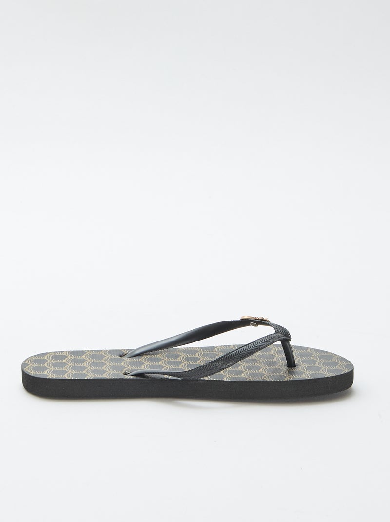 Teenslippers met geprinte zolen Zwart - Kiabi