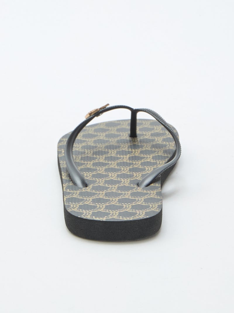 Teenslippers met geprinte zolen Zwart - Kiabi