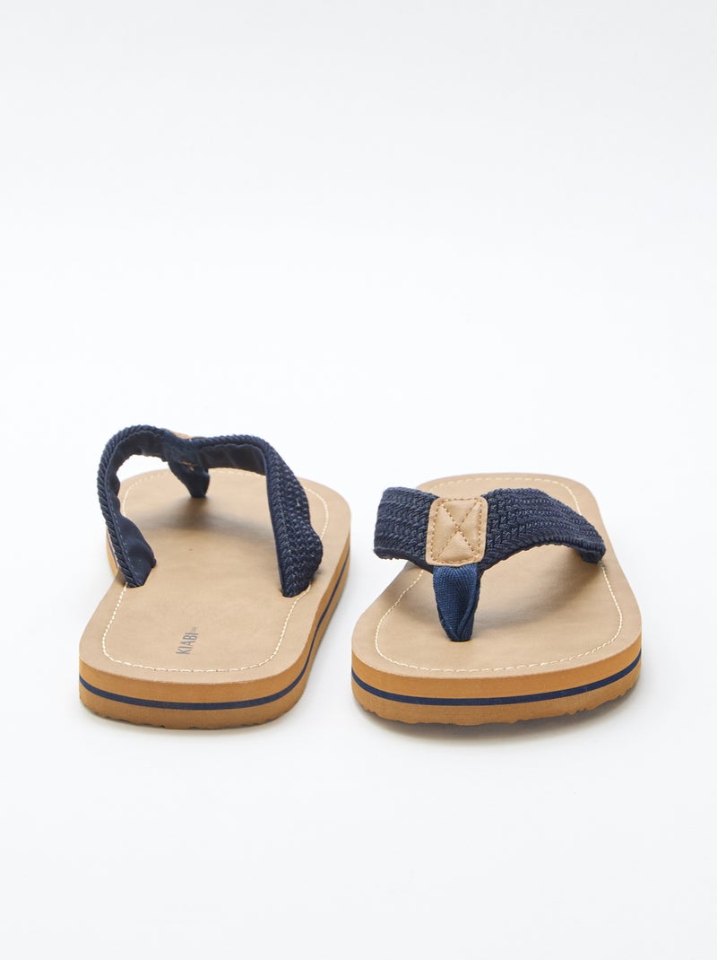 Teenslippers met stoffen bandjes Bruin - Kiabi