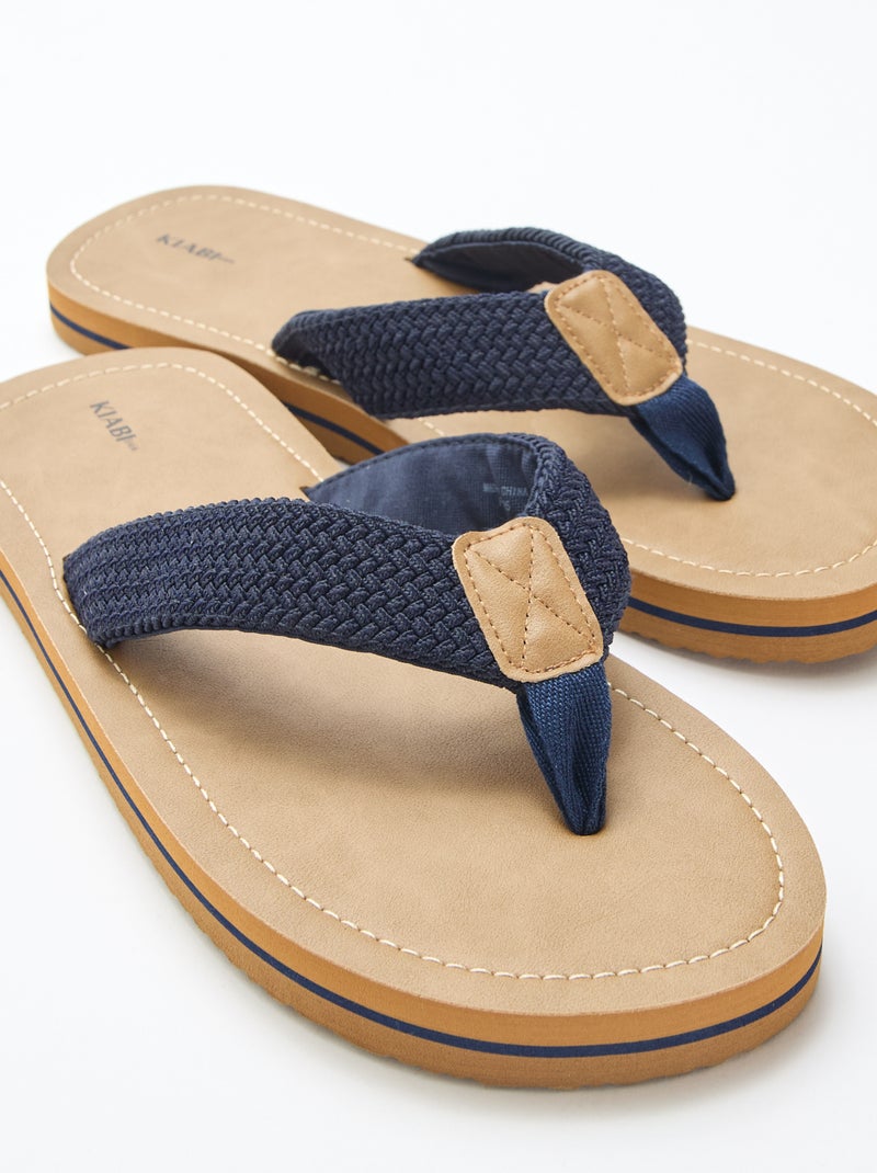 Teenslippers met stoffen bandjes Bruin - Kiabi