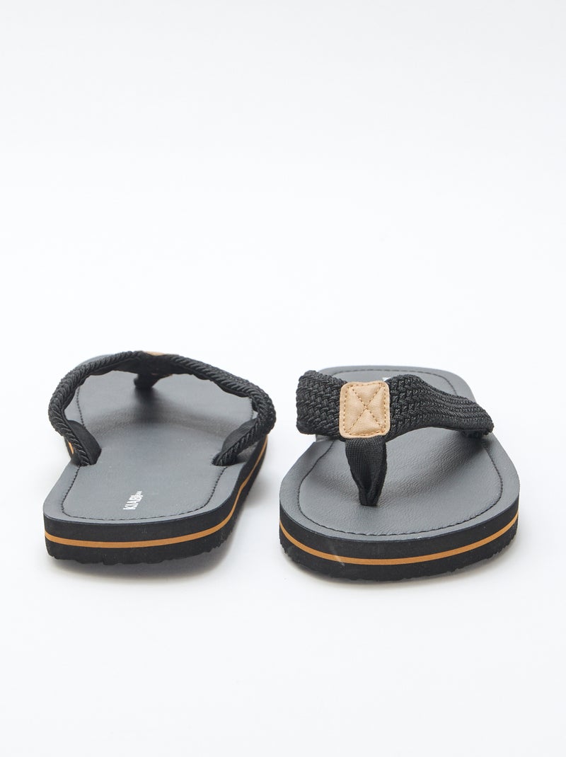 Teenslippers met stoffen bandjes Zwart - Kiabi