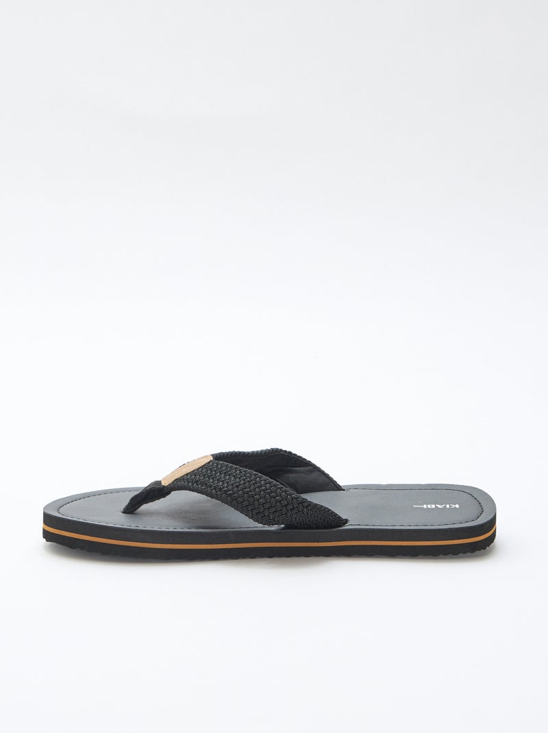 Teenslippers met stoffen bandjes Zwart - Kiabi