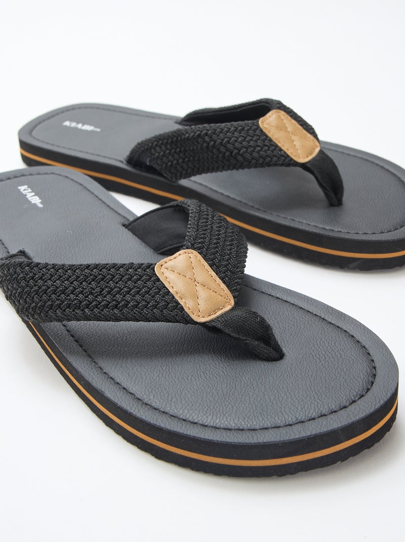 Teenslippers met stoffen bandjes Zwart - Kiabi