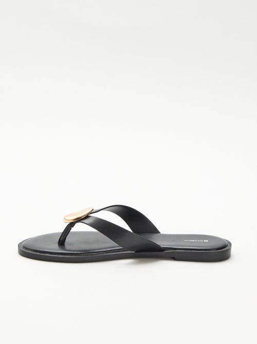 Teenslippers van imitatieleer met metalen detail - Kiabi