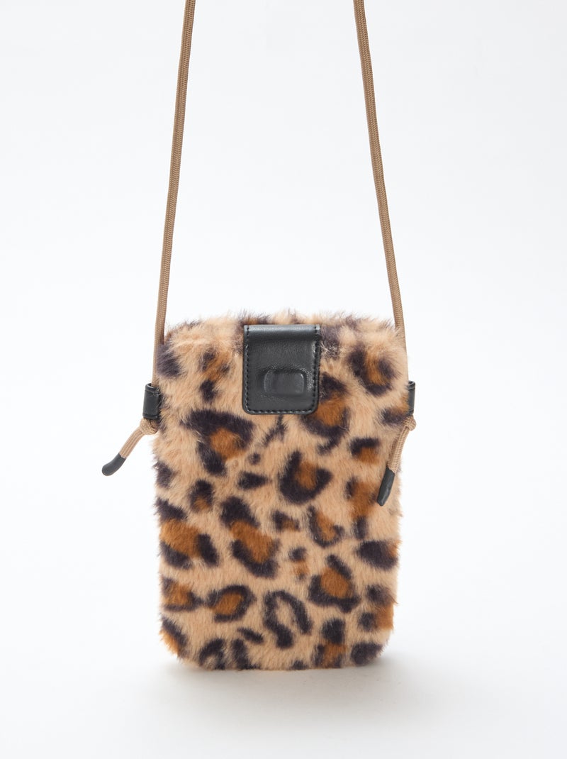 Telefoontasje met schouderband Bruin - Kiabi