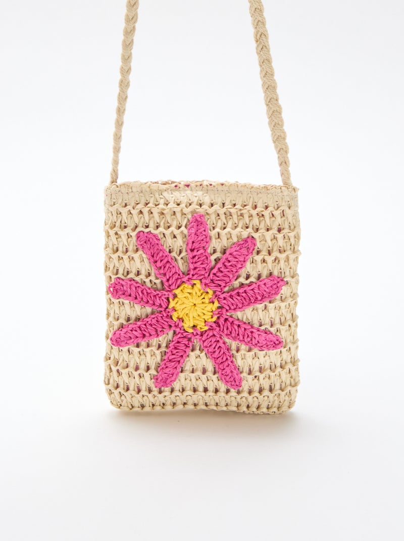 Telefoontasje van gevlochten materiaal Rose - Kiabi