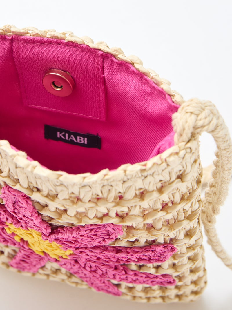 Telefoontasje van gevlochten materiaal Rose - Kiabi