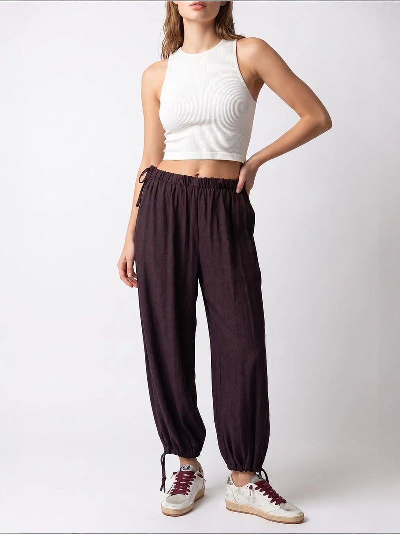 Tencel broek met rechte pijp mixray Chocoladebruin - Kiabi