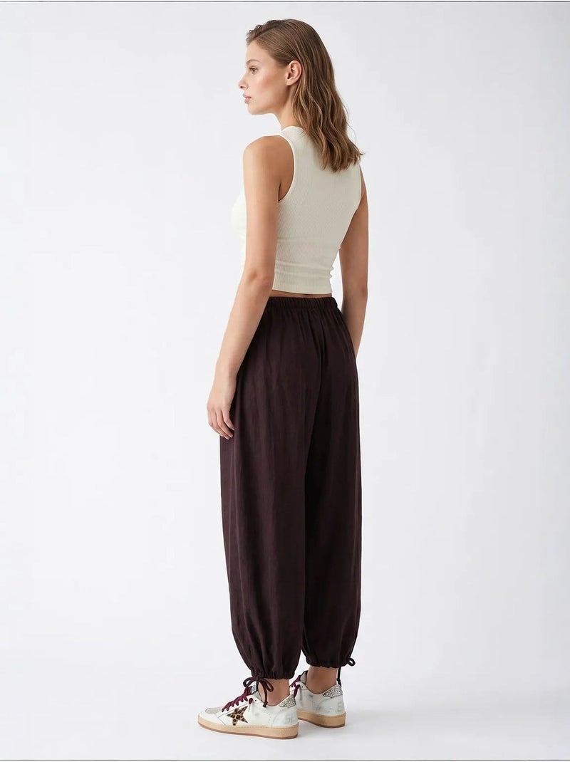 Tencel broek met rechte pijp mixray Chocoladebruin - Kiabi