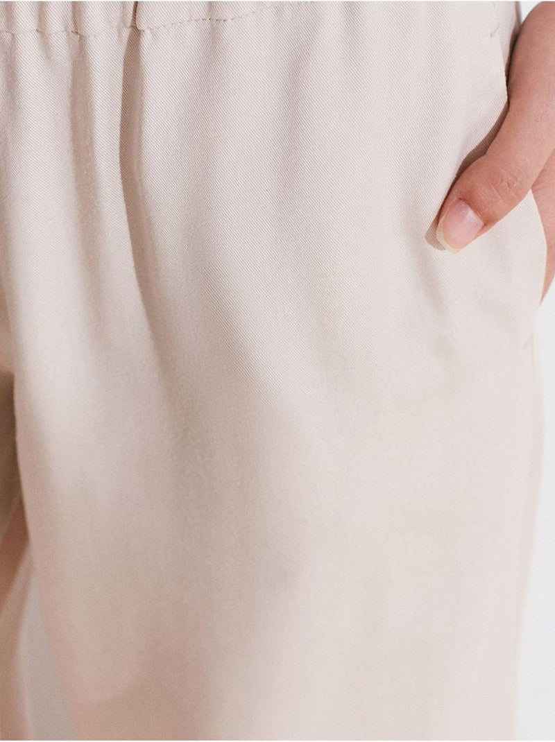 Tencel palazzo broek met hoge taille en wijde pijpen dilvin Klei-beige - Kiabi