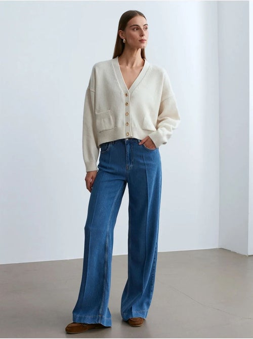 Tenceljeans met hoge taille en wijde pijp dilvin - Kiabi Tenceljeans met hoge taille en wijde pijp dilvin - Kiabi