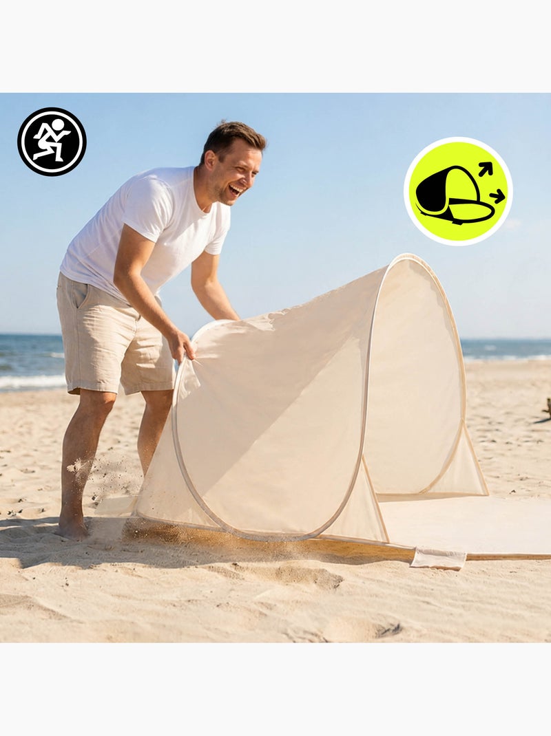 Tente de plage automontable pop-up hypermotion 200x130 cm avec sac Beige - Kiabi