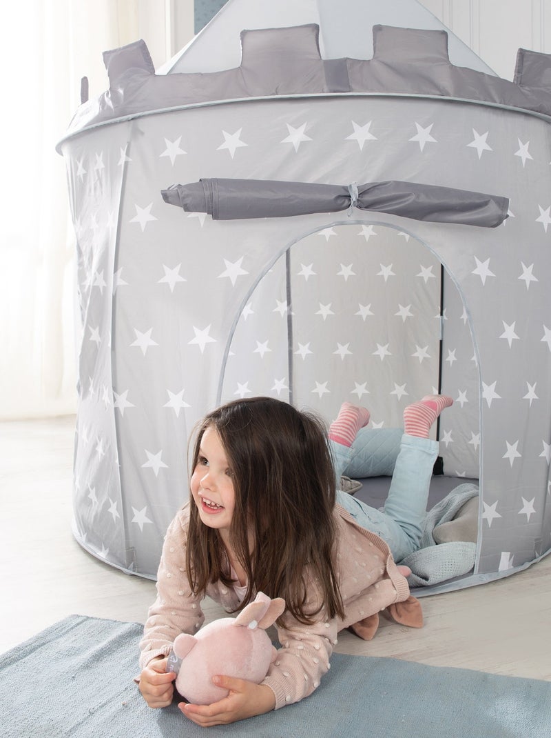 Tente Pop-Up château fort étoilé + sac 'Little Stars' - ROBA Gris Blanc - Kiabi