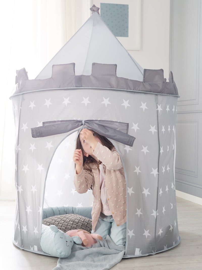 Tente Pop-Up château fort étoilé + sac 'Little Stars' - ROBA Gris Blanc - Kiabi