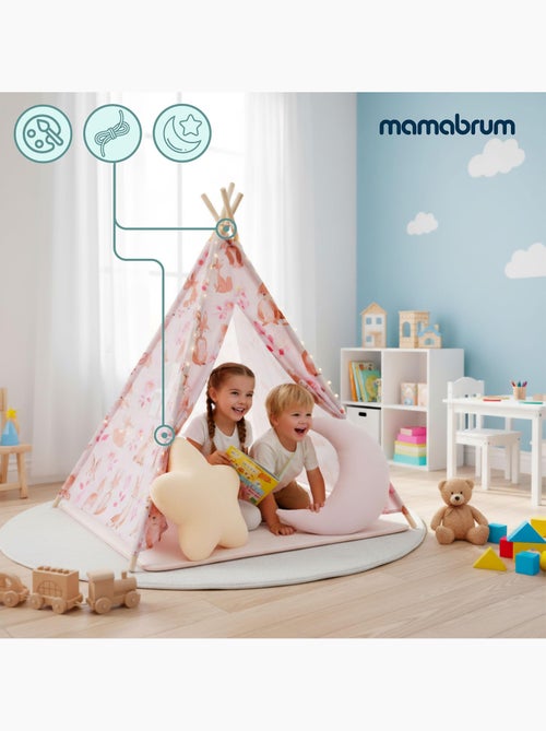 Tente tipi enfant en bois pin et tissu tapis antidérapant led - 100x100 cm - Kiabi Tente tipi enfant en bois pin et tissu tapis antidérapant led - 100x100 cm - Kiabi