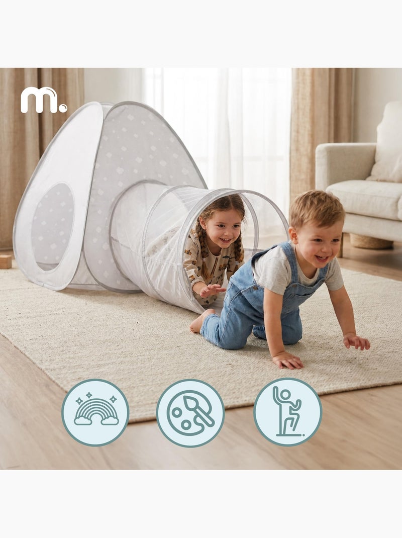 Tente tunnel enfant pop-up 2 en 1 tipi triangle labyrinthe dim 170x80cm gris Gris - Kiabi