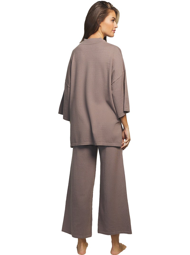 Tenue détente et intérieur pyjama pantacourt tunique tricot Beige - Kiabi