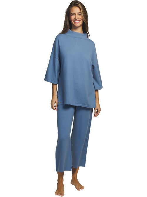 Tenue détente et intérieur pyjama pantacourt tunique tricot - Kiabi Tenue détente et intérieur pyjama pantacourt tunique tricot - Kiabi